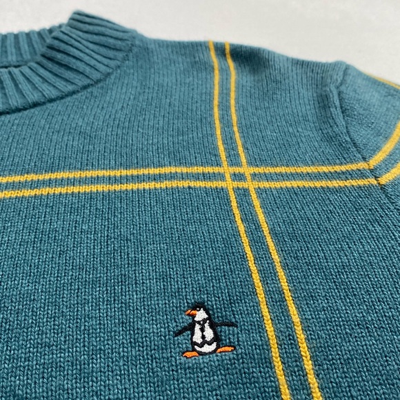 Original Penguin Windowpane Mock Neck Wool Blend Yarn Knit LS Pullover Sweater - Picture 12 of 14